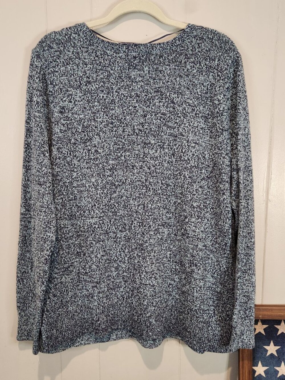 Karen Scott Womens Navy White Marled Knit V-neck Sweater XXL NWOT - Picture 4 of 6